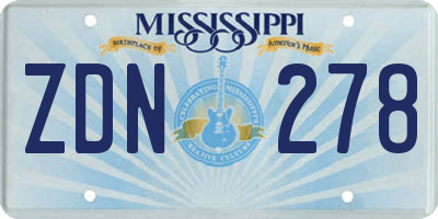 MS license plate ZDN278