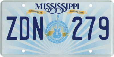 MS license plate ZDN279