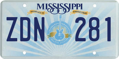 MS license plate ZDN281