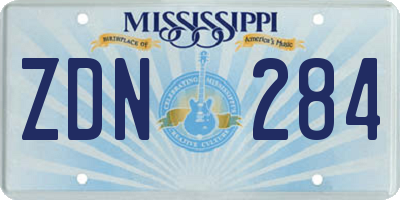 MS license plate ZDN284