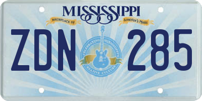 MS license plate ZDN285