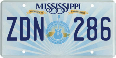 MS license plate ZDN286