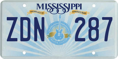 MS license plate ZDN287