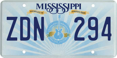MS license plate ZDN294