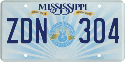 MS license plate ZDN304