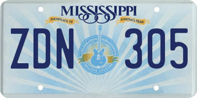 MS license plate ZDN305