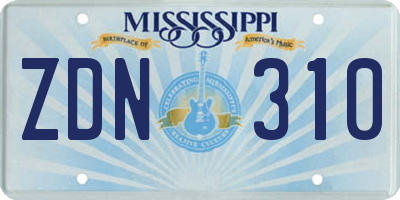 MS license plate ZDN310