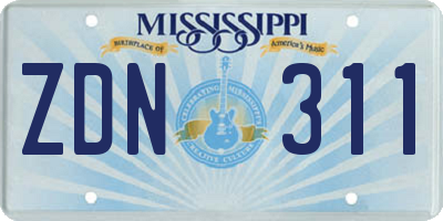 MS license plate ZDN311