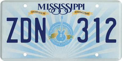 MS license plate ZDN312