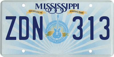 MS license plate ZDN313