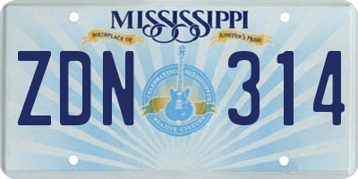 MS license plate ZDN314