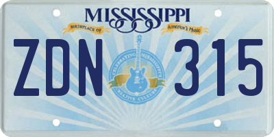 MS license plate ZDN315