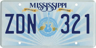 MS license plate ZDN321