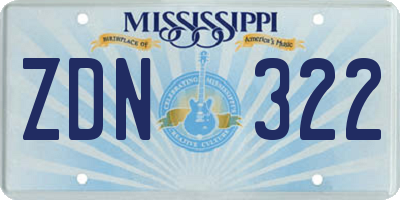 MS license plate ZDN322