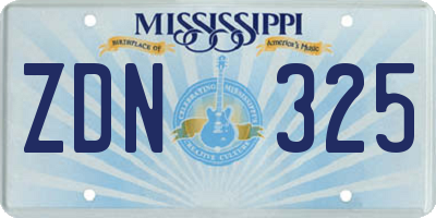 MS license plate ZDN325