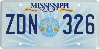 MS license plate ZDN326