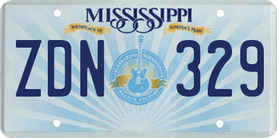 MS license plate ZDN329