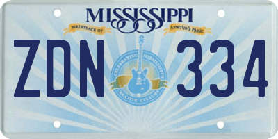 MS license plate ZDN334