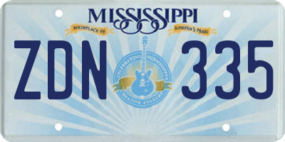 MS license plate ZDN335