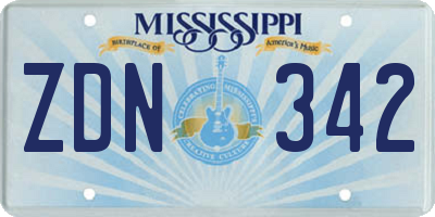 MS license plate ZDN342