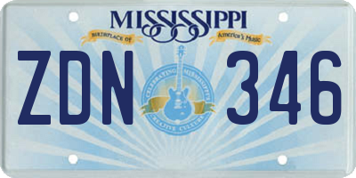 MS license plate ZDN346