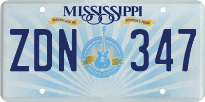 MS license plate ZDN347