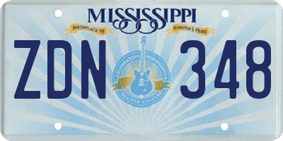 MS license plate ZDN348