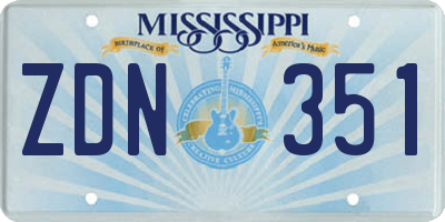 MS license plate ZDN351