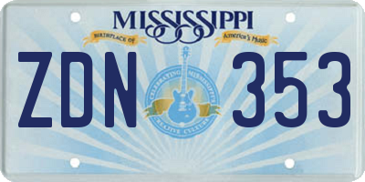 MS license plate ZDN353