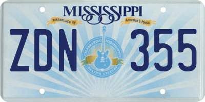 MS license plate ZDN355