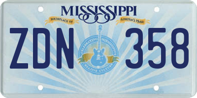 MS license plate ZDN358