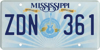 MS license plate ZDN361