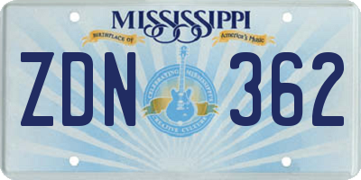 MS license plate ZDN362