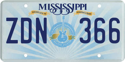 MS license plate ZDN366