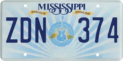 MS license plate ZDN374