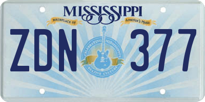 MS license plate ZDN377