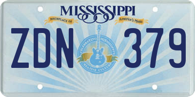 MS license plate ZDN379
