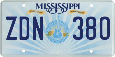 MS license plate ZDN380