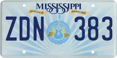 MS license plate ZDN383