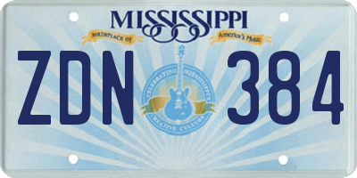 MS license plate ZDN384