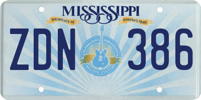 MS license plate ZDN386