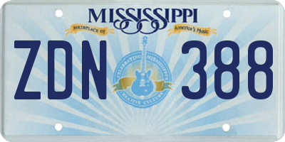 MS license plate ZDN388