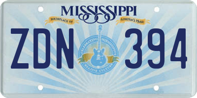 MS license plate ZDN394