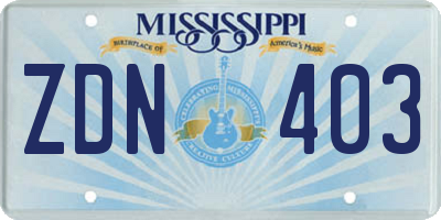 MS license plate ZDN403