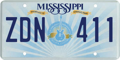 MS license plate ZDN411