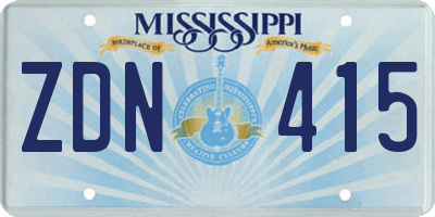 MS license plate ZDN415