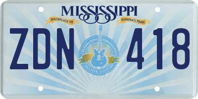 MS license plate ZDN418