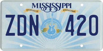 MS license plate ZDN420