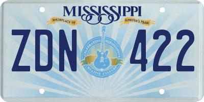 MS license plate ZDN422