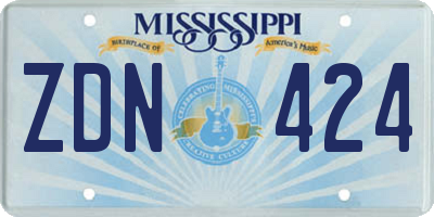 MS license plate ZDN424
